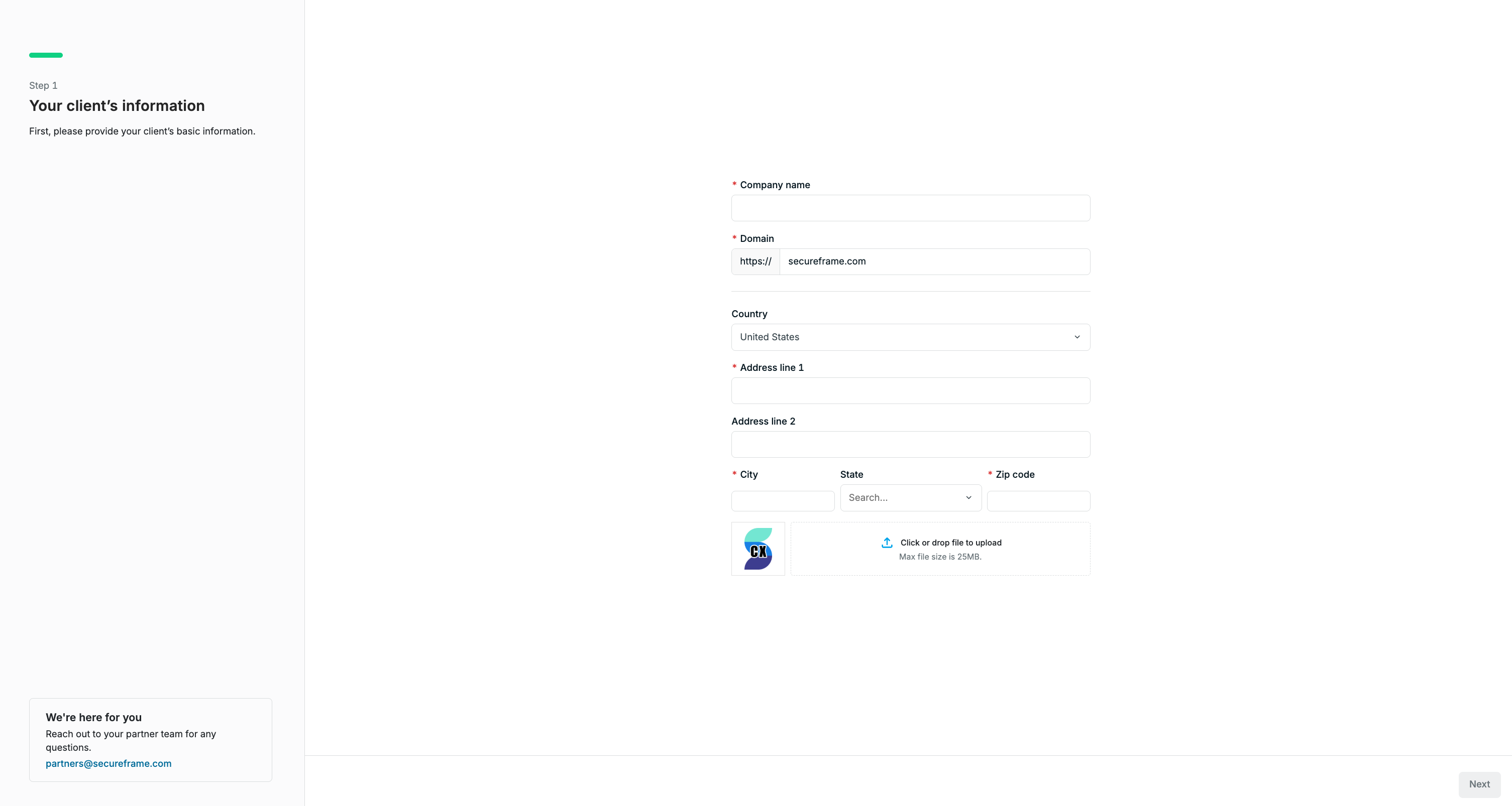 Company information form