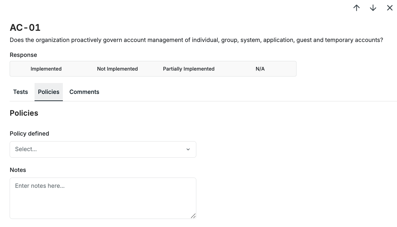 Notes field in policy tab